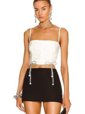 Area Crystal Bow Ruched Crop Top